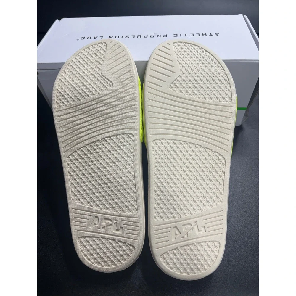 APL NEW Lusso Slide Men's Size 9 Pristine Neon Yellow Quilted Leather